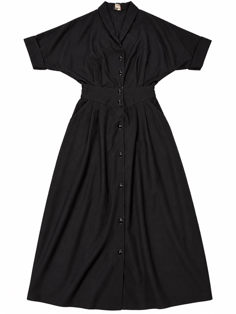 Vintage Retro look Classic Black Button-Front Women’s Dress